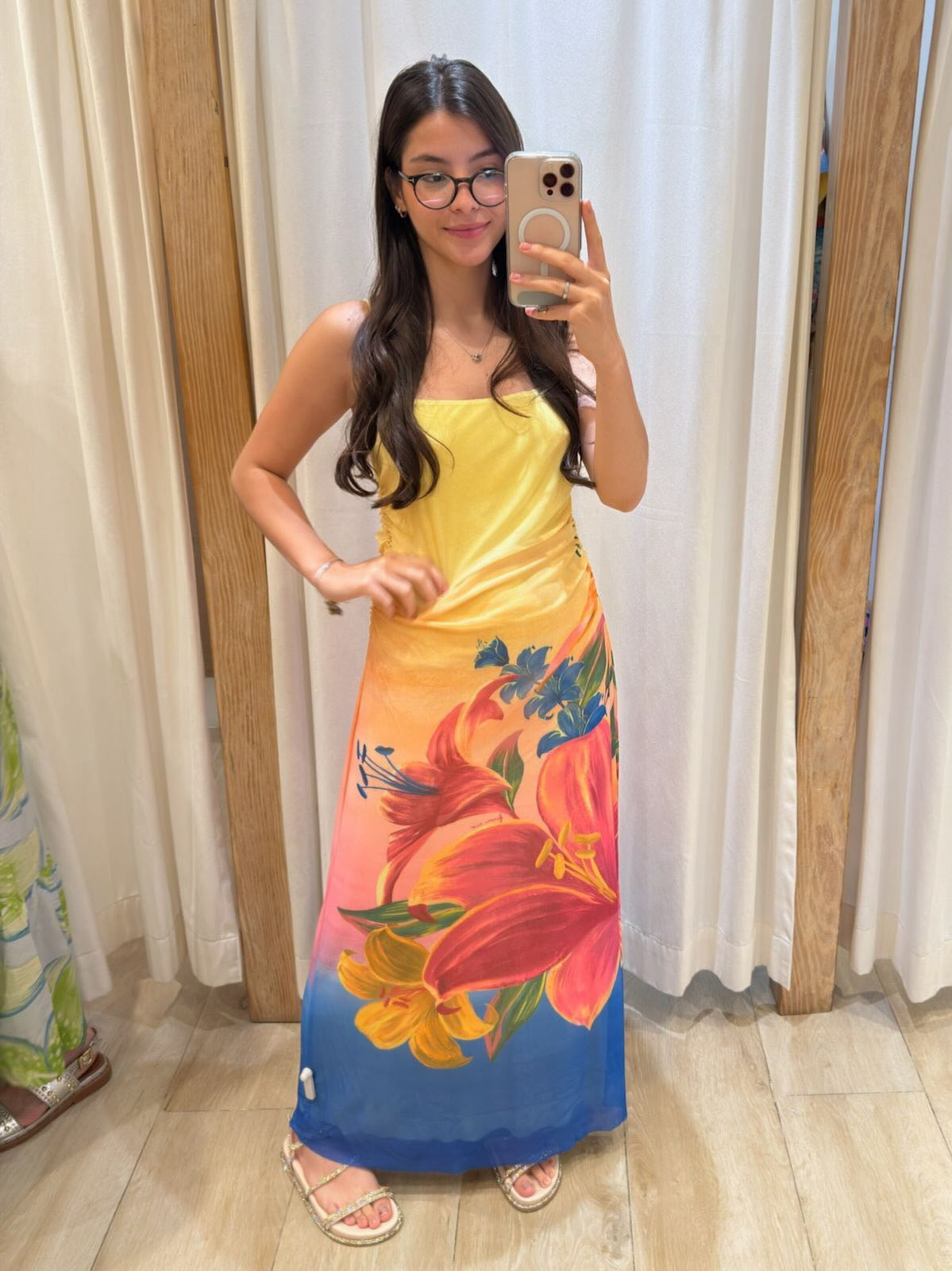 Vestido Tule Alcinha Estampado Floral Lena