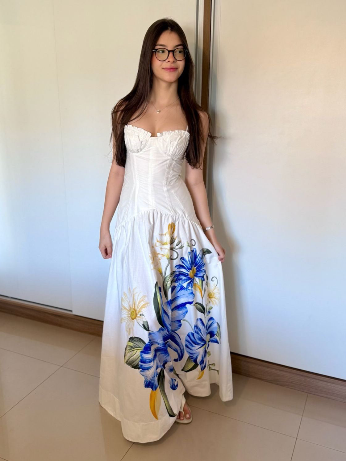 Vestido Longo Estampado Orquidário Off